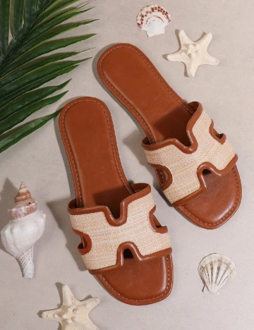 Slapi SHEIN, crem/maro