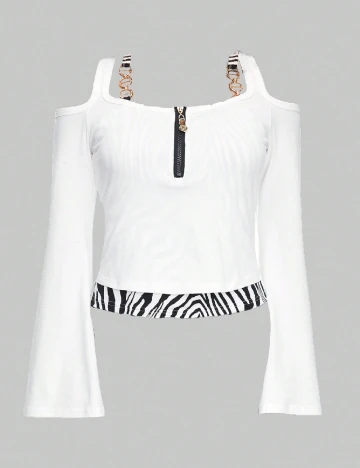 Bluza Romwe, alb/negru