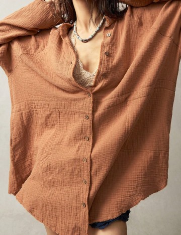 
						Camasa Oversize SHEIN, maro deschis