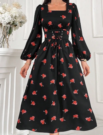 Rochie medie SHEIN, negru/rosu