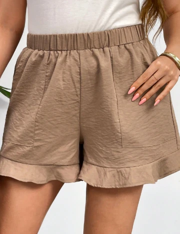 Pantaloni scurti SHEIN CURVE, maro deschis