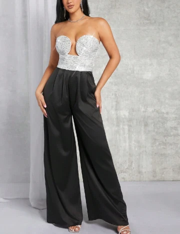 Salopeta SHEIN, negru/argintiu