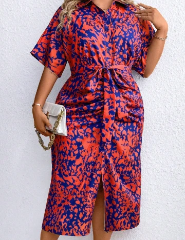 Rochie medie SHEIN CURVE, albastru/rosu