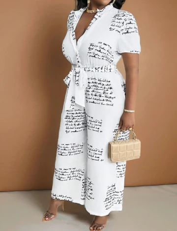 Salopeta SHEIN CURVE, alb