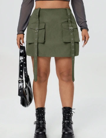 Fusta SHEIN CURVE, verde