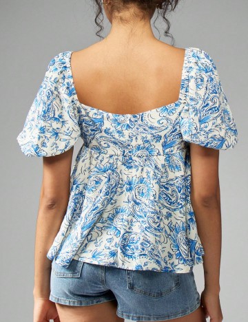 Bluza SHEIN, alb/albastru