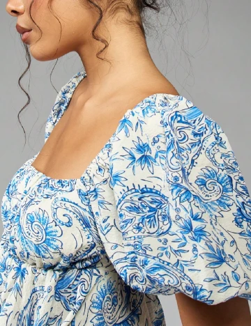 Bluza SHEIN, alb/albastru