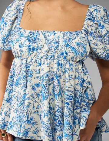 Bluza SHEIN, alb/albastru