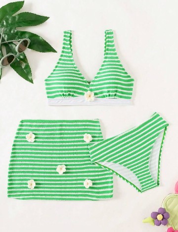 
						Costum de baie Shein Kids, verde