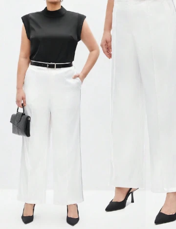 Pantaloni SHEIN CURVE, alb