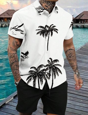 
						Compleu SHEIN Plus Size Men, alb/negru