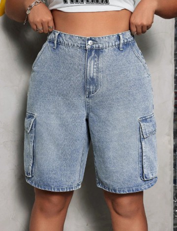 
						Pantaloni scurti SHEIN CURVE, albastru