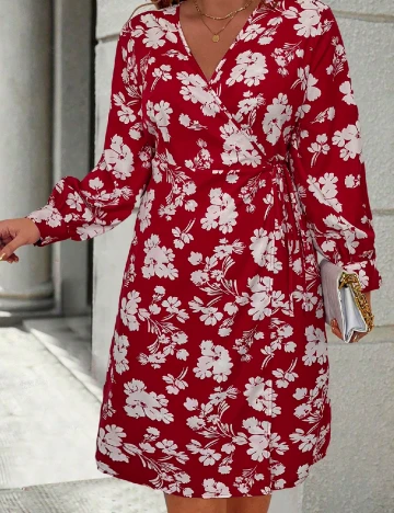 Rochie scurta SHEIN CURVE, rosu/alb