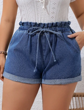 Pantaloni scurti SHEIN CURVE, albastru