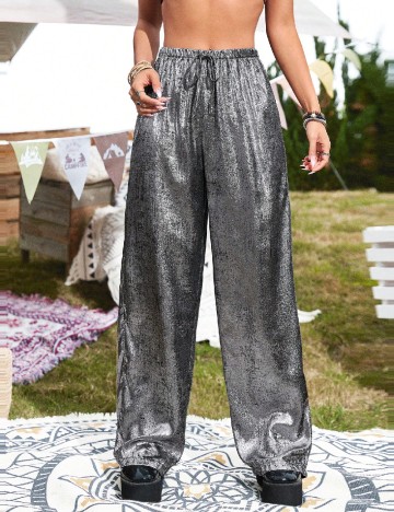 
						Pantaloni SHEIN, argintiu