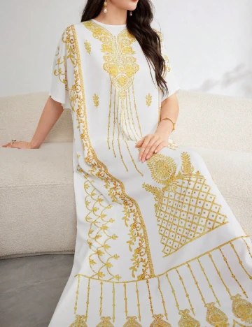 Rochie lunga SHEIN, alb/galben