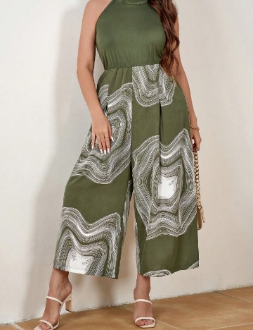 
						Salopeta SHEIN CURVE, verde/alb