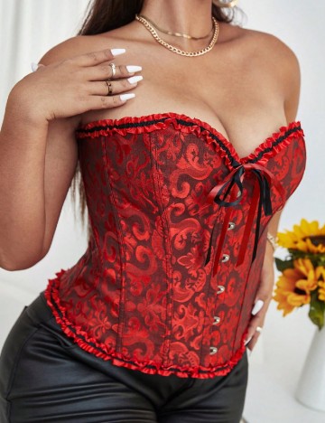 
						Corset SHEIN CURVE, rosu