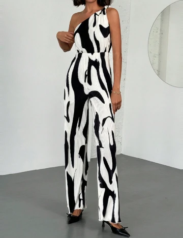 Salopeta SHEIN, alb/negru