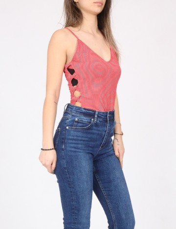 Body Bershka, rosu/alb