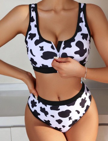 
						Costum de baie SHEIN, alb/negru