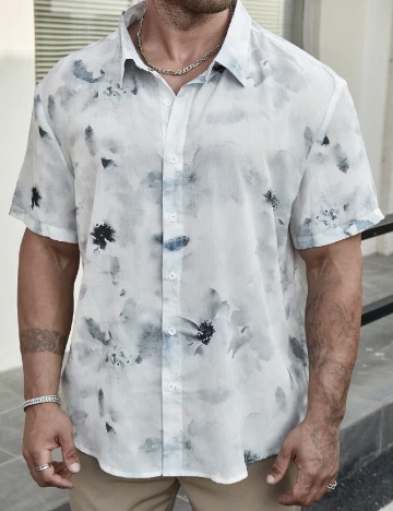 Camasa SHEIN Plus Size Men, gri