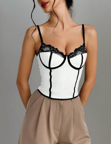 
						Top SHEIN, alb/negru