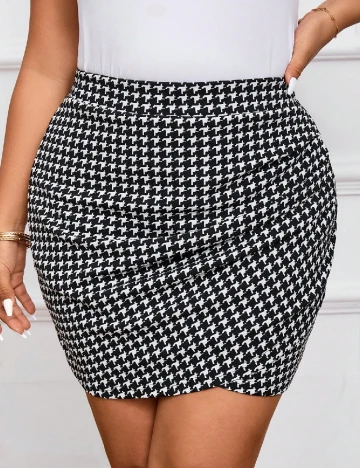 Fusta SHEIN CURVE, negru/alb