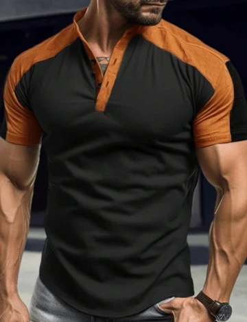 Tricou SHEIN, maro/negru