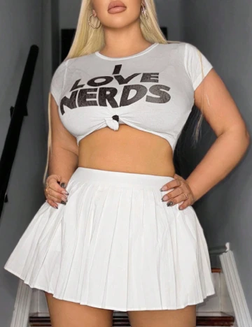 Fusta pantalon SHEIN CURVE, alb