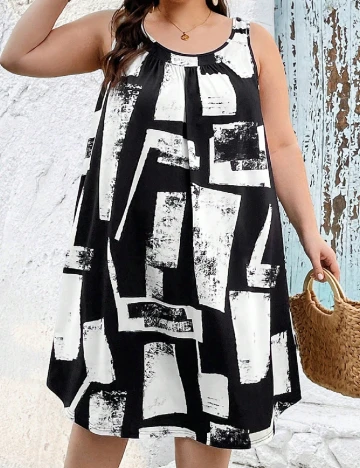 Rochie scurta SHEIN CURVE, negru/alb