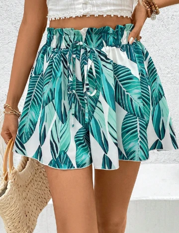 Pantaloni scurti SHEIN, verde/alb