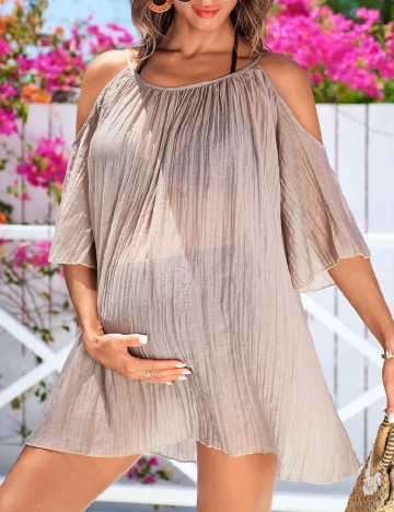 Rochie de plaja SHEIN Maternity, maro