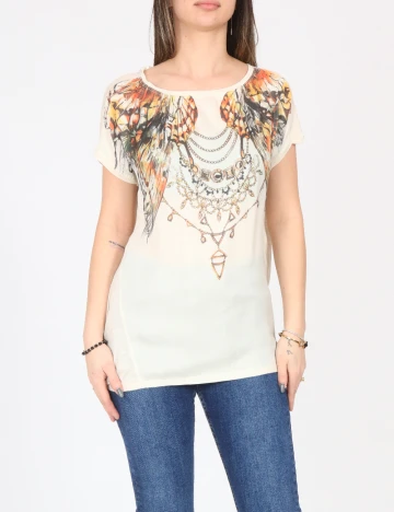 Tricou Bershka, crem