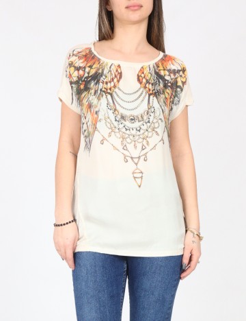 Tricou Bershka, crem