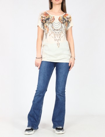 Tricou Bershka, crem