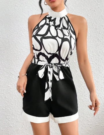 Salopeta SHEIN, negru/alb