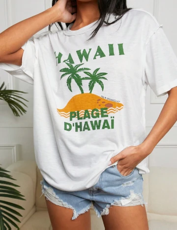 Tricou Oversize SHEIN, alb