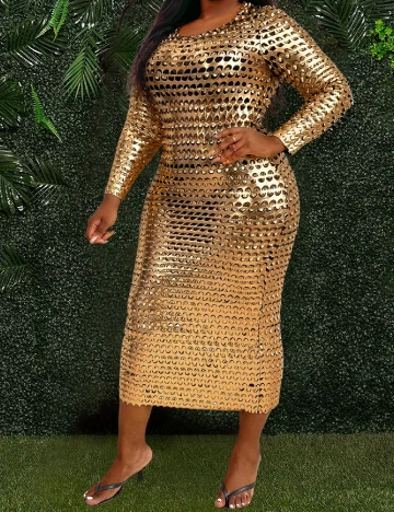 Rochie medie SHEIN CURVE, auriu