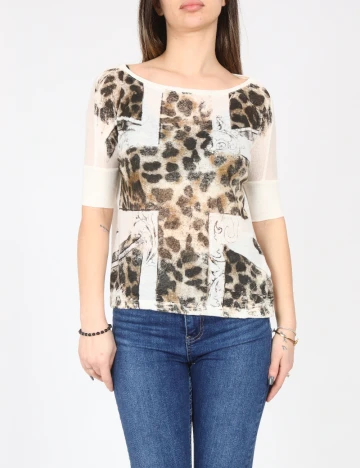 Tricou Bershka, crem