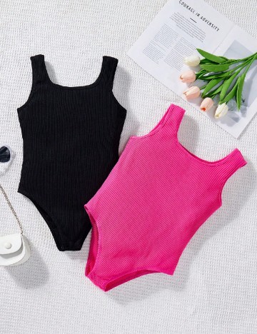 
						Set body 2 bucati Shein Kids, negru/roz