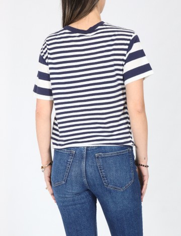 Tricou Pull&Bear, alb/albastru