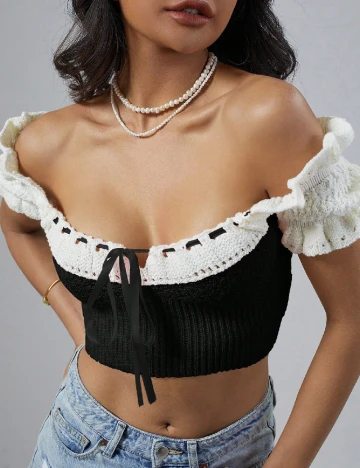 Top SHEIN, alb/negru