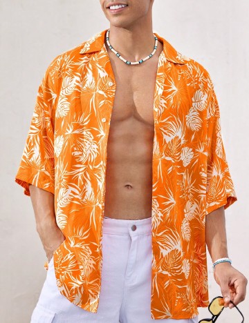 
						Camasa SHEIN, portocaliu/alb