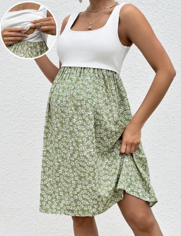 Rochie medie SHEIN Maternity, verde