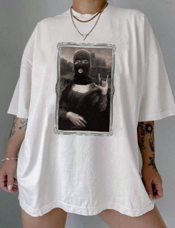 
						Tricou Oversize SHEIN, alb