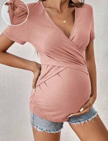 Bluza SHEIN Maternity, roz pudra