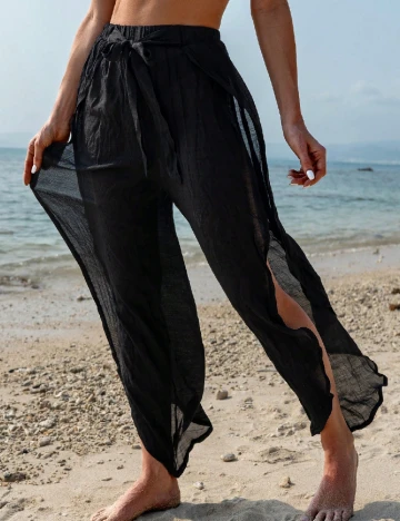 Pantaloni de plaja SHEIN, negru