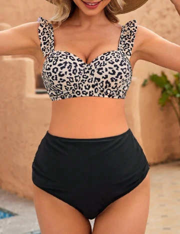 Costum de baie SHEIN, negru/crem