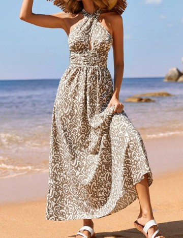 
						Rochie lunga SHEIN, kaki/alb